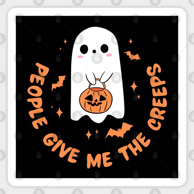 People give me the creeps a cute halloween ghost Sticker by Yarafantasyart